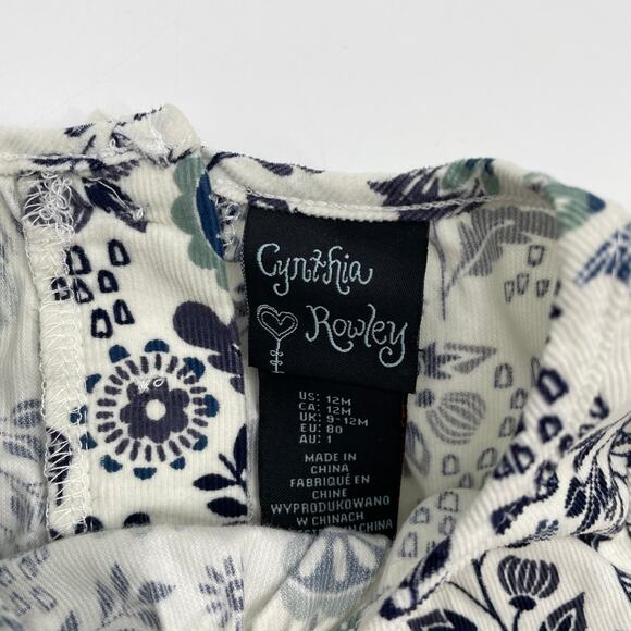 New CYNTHIA ROWLEY Shirt Micro Corduroy Lace Floral Pullover Baby Size 12 Mo - Picture 3 of 3